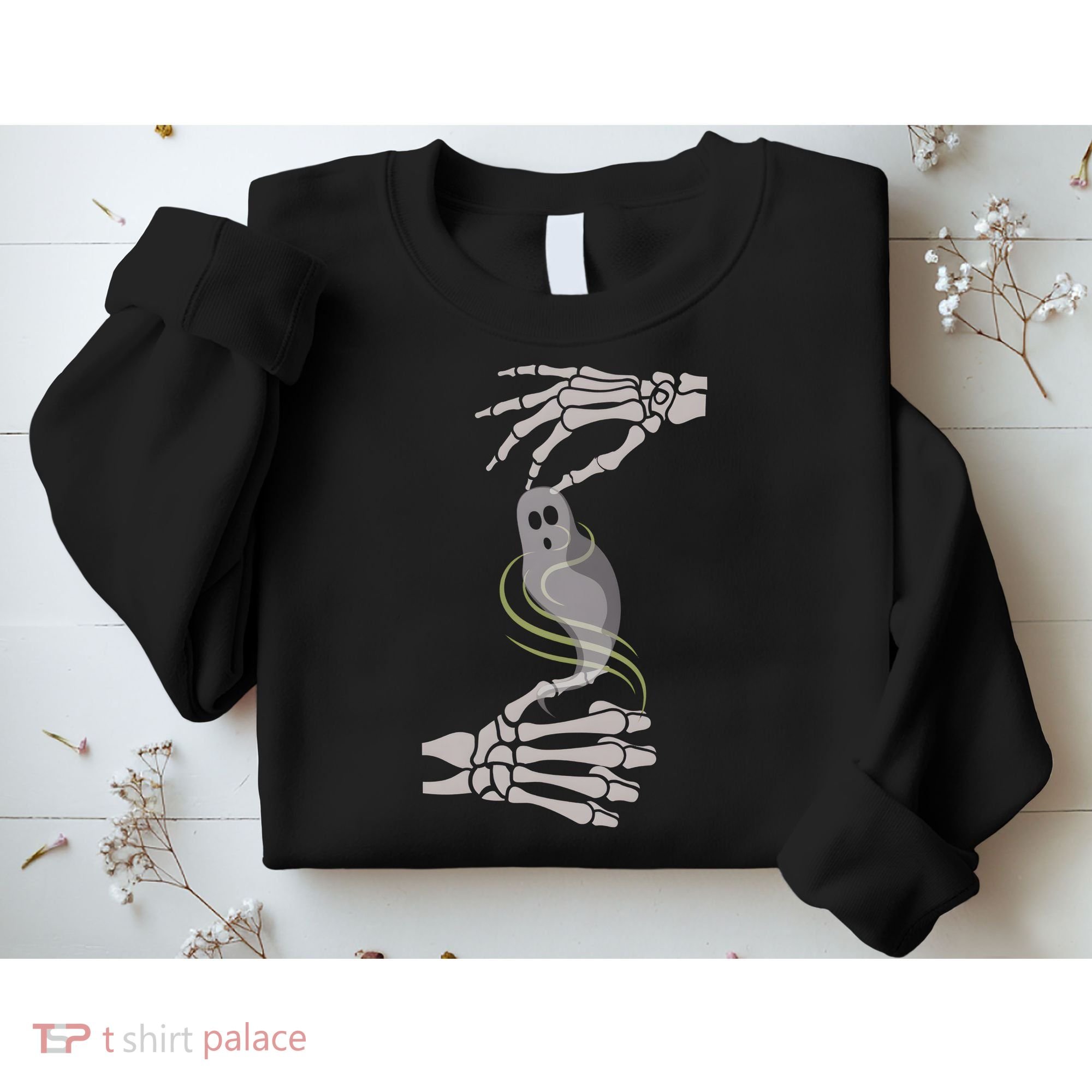 ASL Ghost Spooky Halloween For Deaf Community Sweatshirt