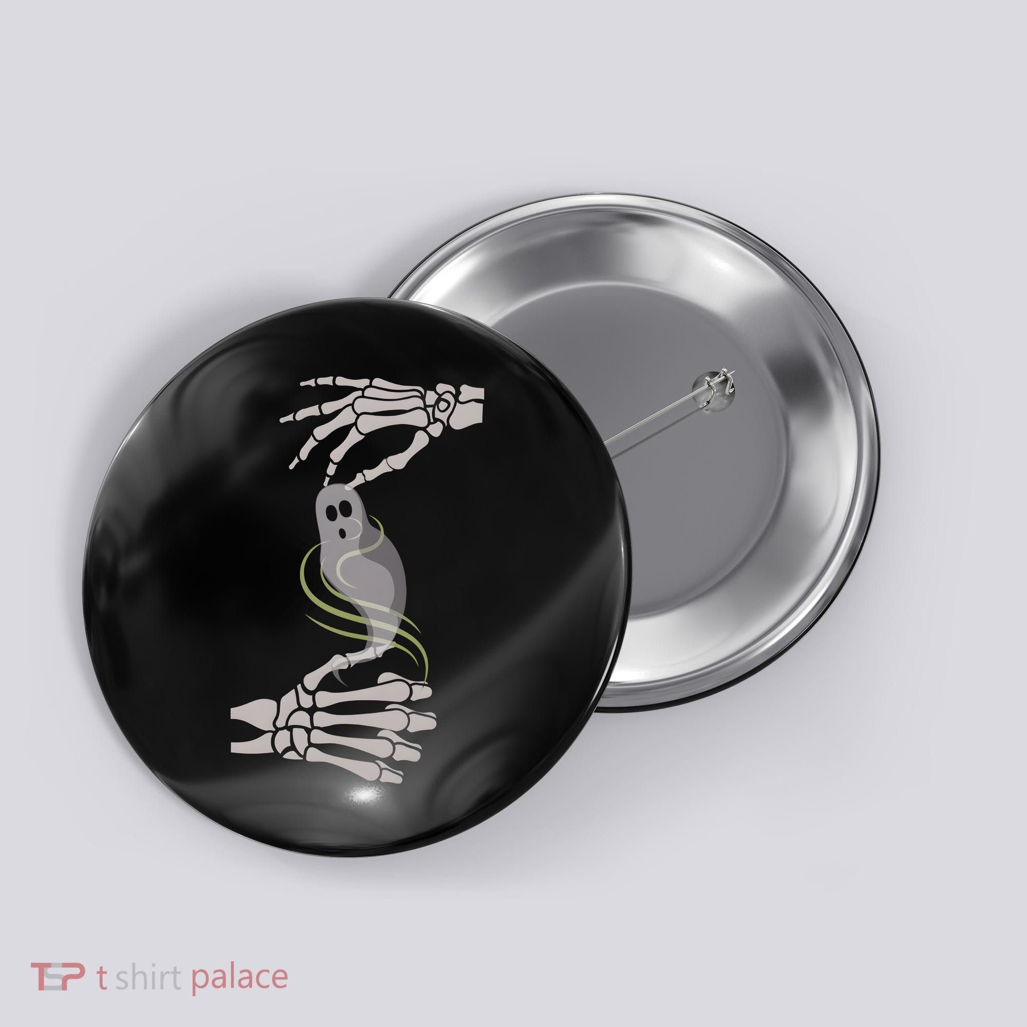 ASL Ghost Spooky Halloween For Deaf Community Button