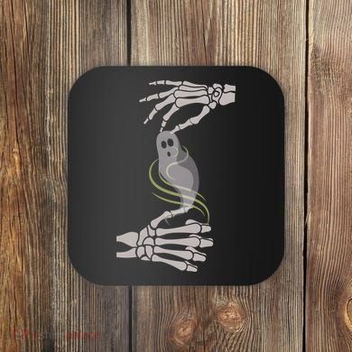 ASL Ghost Spooky Halloween For Deaf Community Coaster