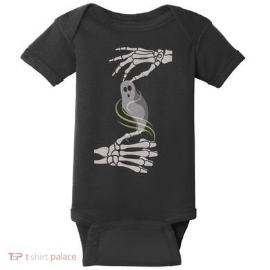 ASL Ghost Spooky Halloween For Deaf Community Baby Bodysuit