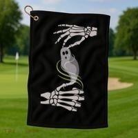 ASL Ghost Spooky Halloween For Deaf Community Golf Towel thumb 1