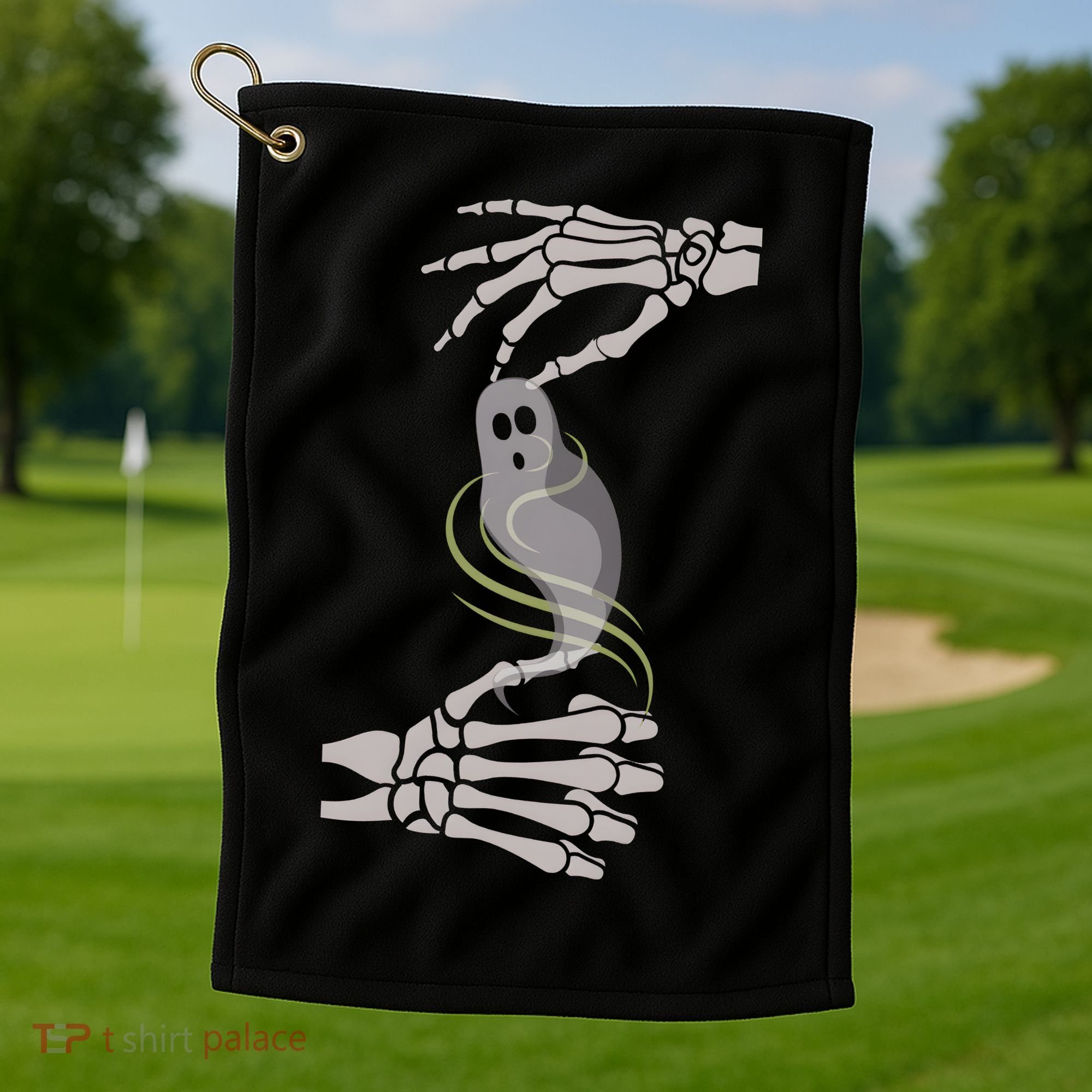 ASL Ghost Spooky Halloween For Deaf Community Golf Towel