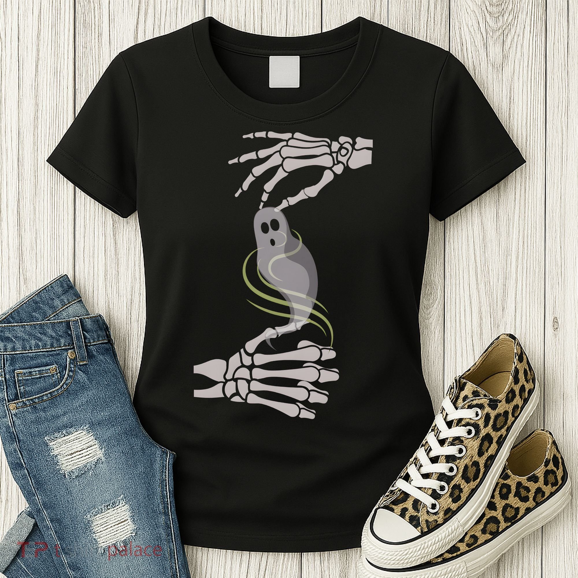 ASL Ghost Spooky Halloween For Deaf Community Women's T-Shirt