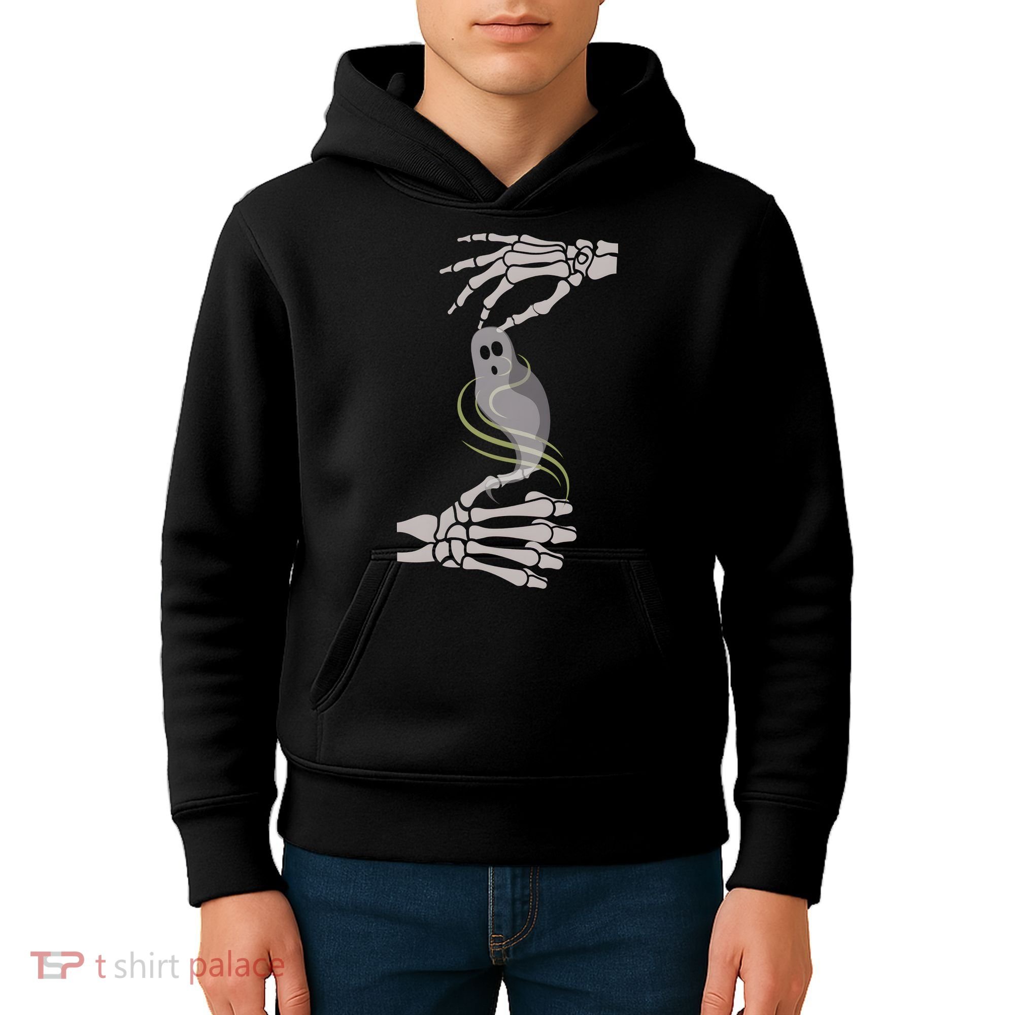 ASL Ghost Spooky Halloween For Deaf Community Kids Hoodie