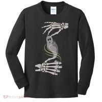 ASL Ghost Spooky Halloween For Deaf Community Kids Long Sleeve Shirt thumb 0