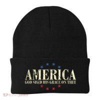 America God Shed His Grace On Thee 4th Of July Beanie thumb 0