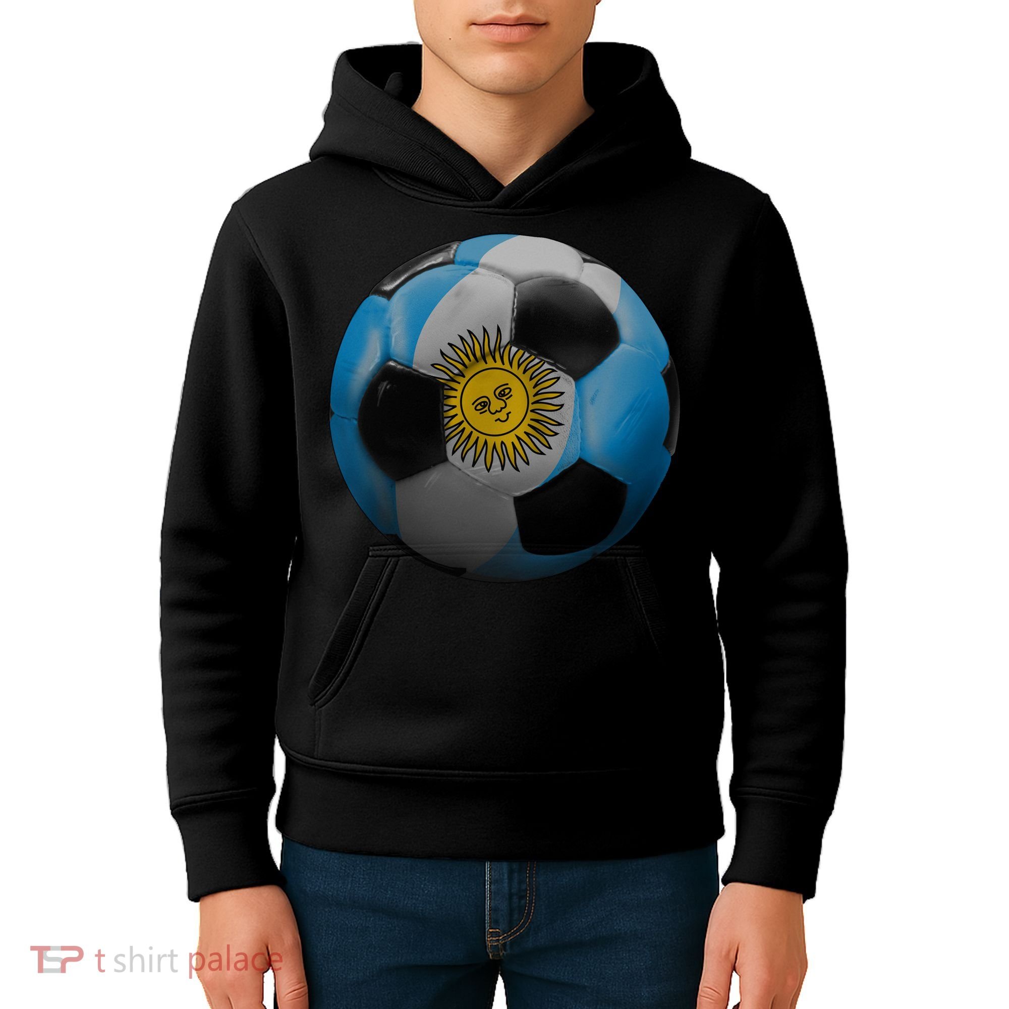 Argentina Glow Soccer Ball Logo Kids Hoodie