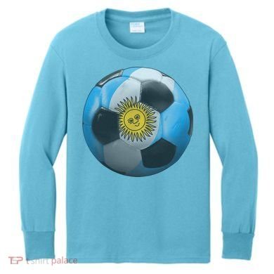 Argentina Glow Soccer Ball Logo Kids Long Sleeve Shirt