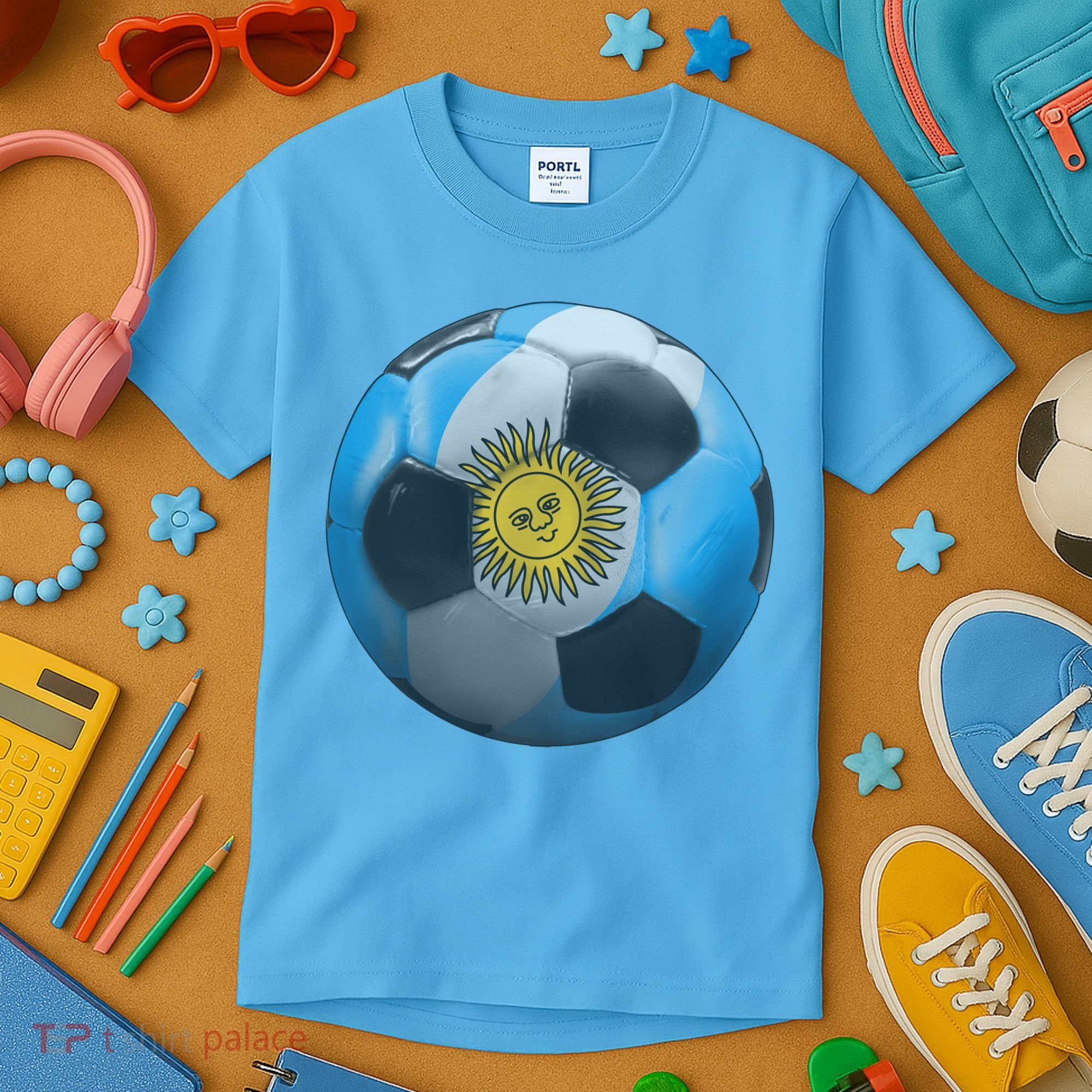 Argentina Glow Soccer Ball Logo Kids T-Shirt