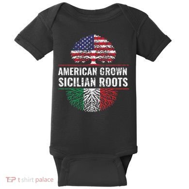 American Grown Sicilian Roots Gift Baby Bodysuit