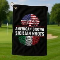 American Grown Sicilian Roots Gift Golf Towel thumb 1