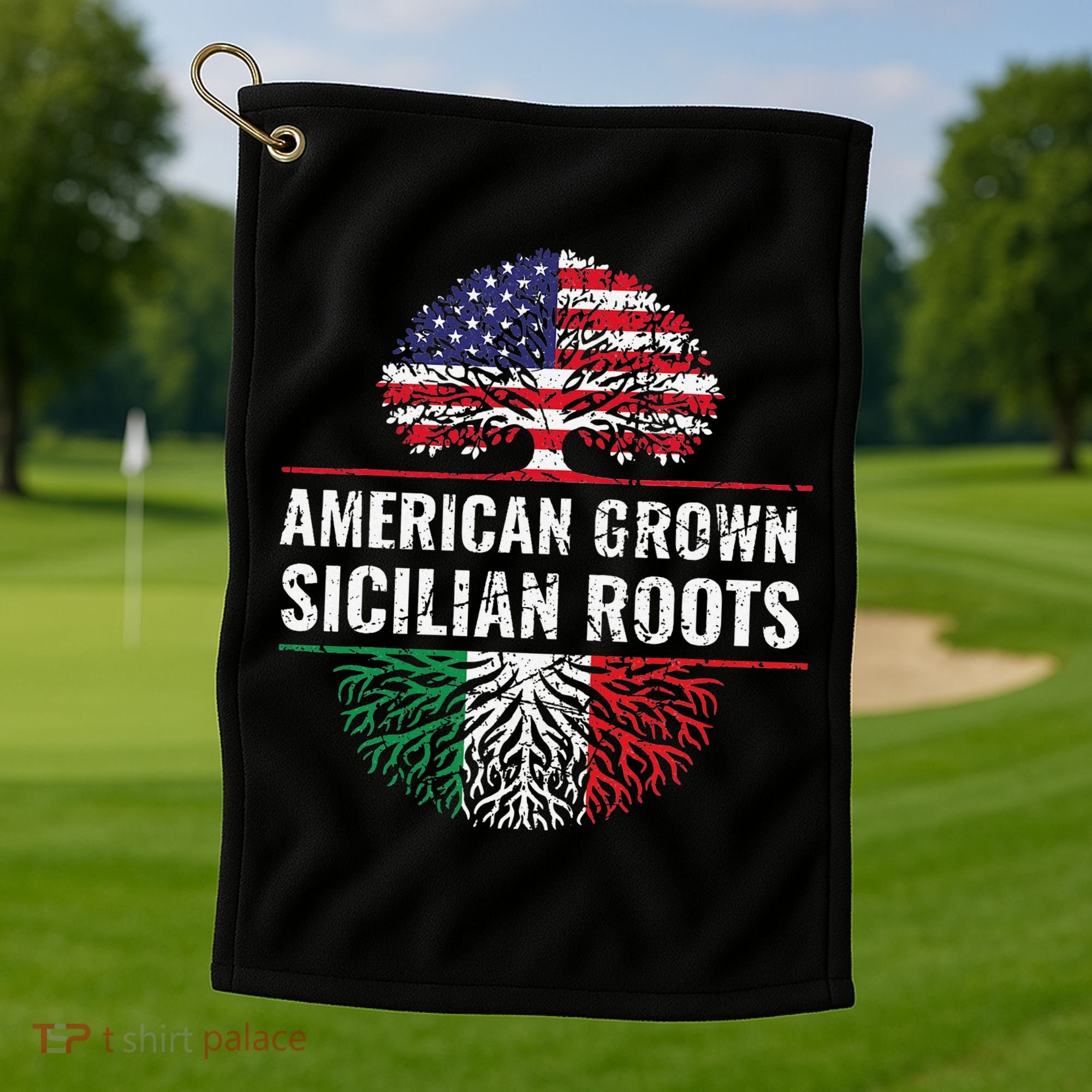 American Grown Sicilian Roots Gift Golf Towel