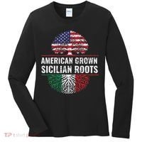 American Grown Sicilian Roots Gift Women's Long Sleeve Shirt thumb 0