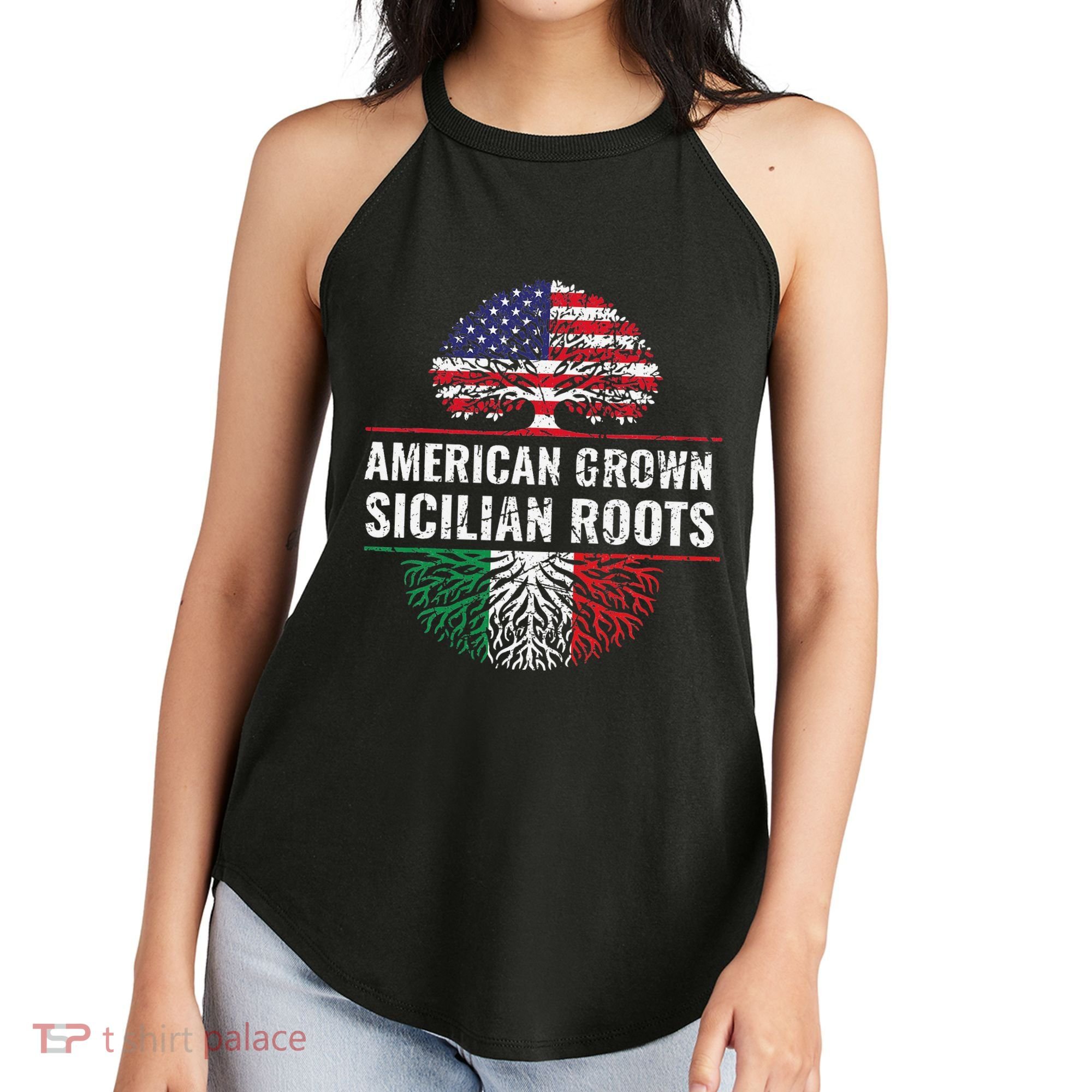 American Grown Sicilian Roots Gift Women's Perfect Tri Rocker Tank