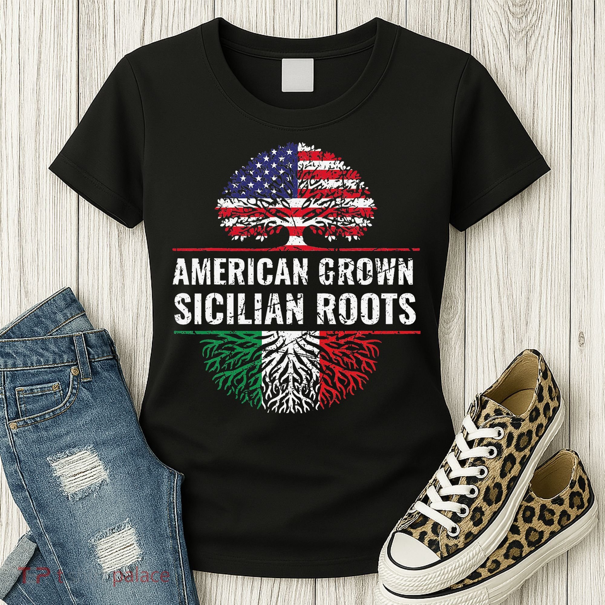 American Grown Sicilian Roots Gift Women's T-Shirt