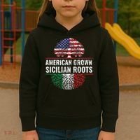 American Grown Sicilian Roots Gift Kids Hoodie thumb 3