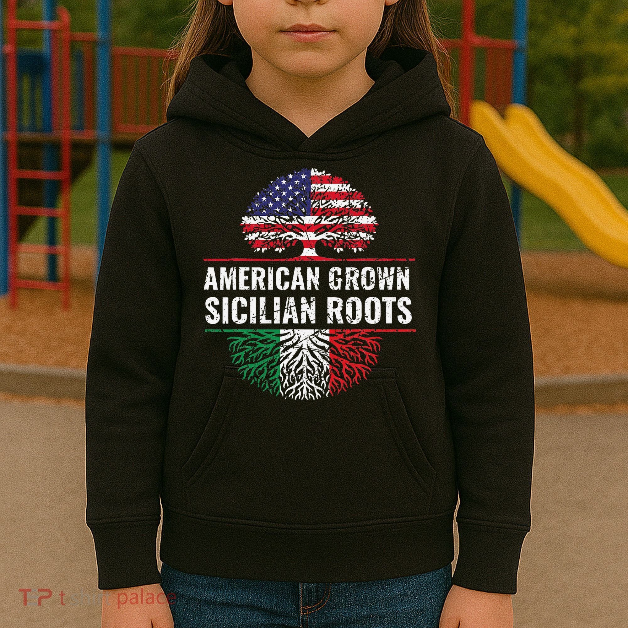 American Grown Sicilian Roots Gift Kids Hoodie