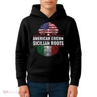 American Grown Sicilian Roots Gift Kids Hoodie thumb 4