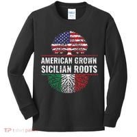 American Grown Sicilian Roots Gift Kids Long Sleeve Shirt thumb 0