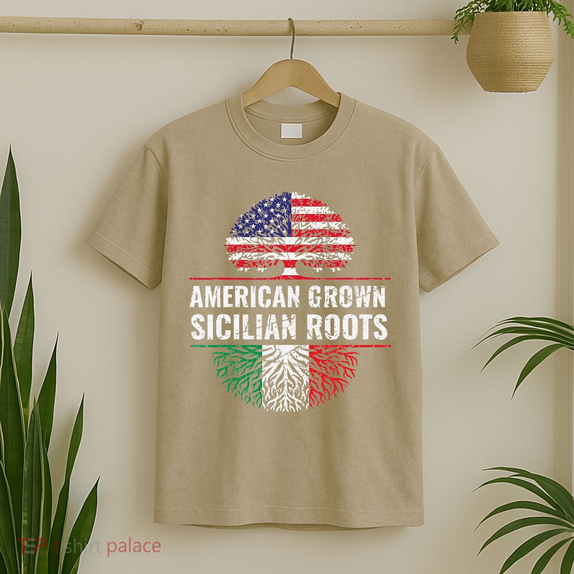American Grown Sicilian Roots Gift T-Shirt