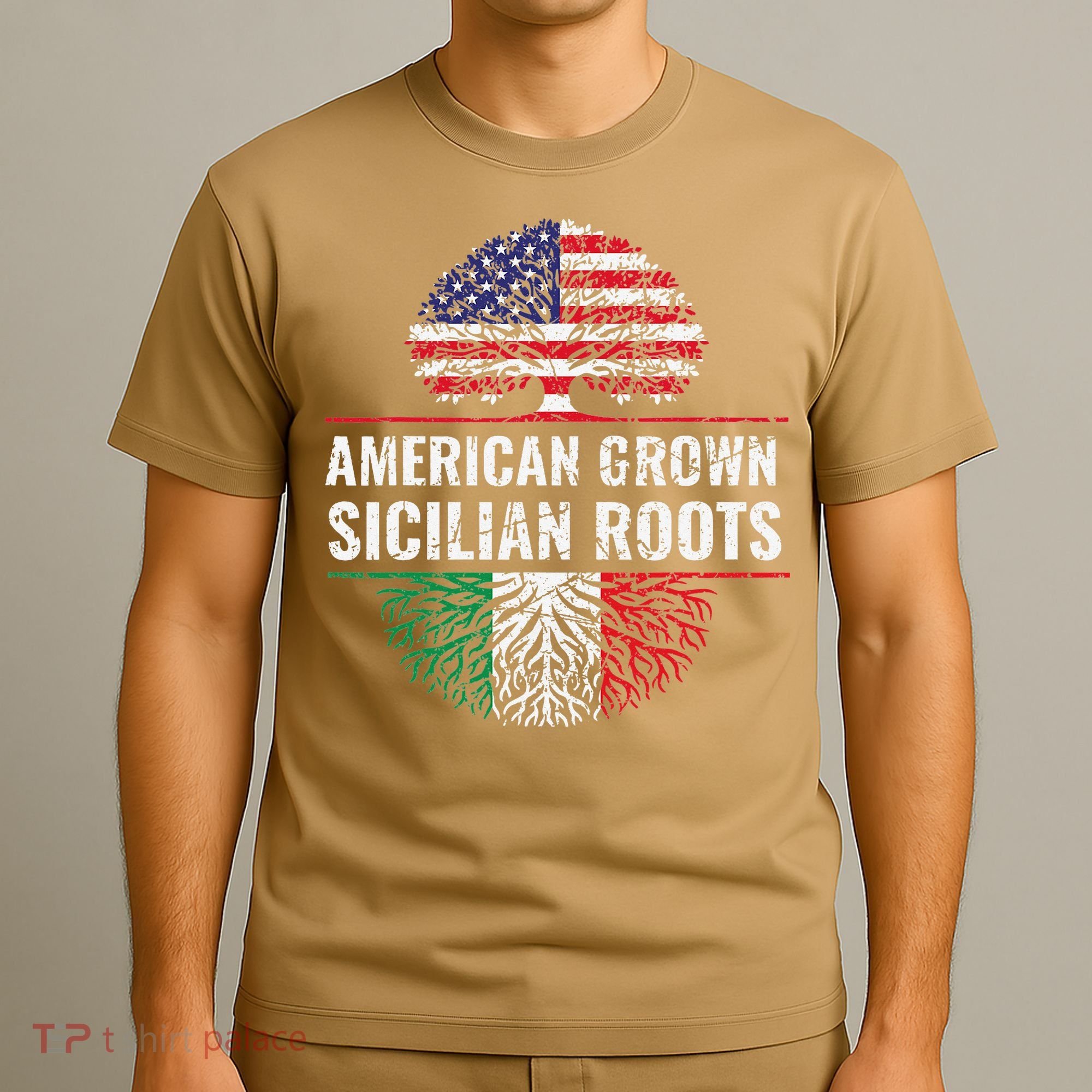 American Grown Sicilian Roots Gift T-Shirt