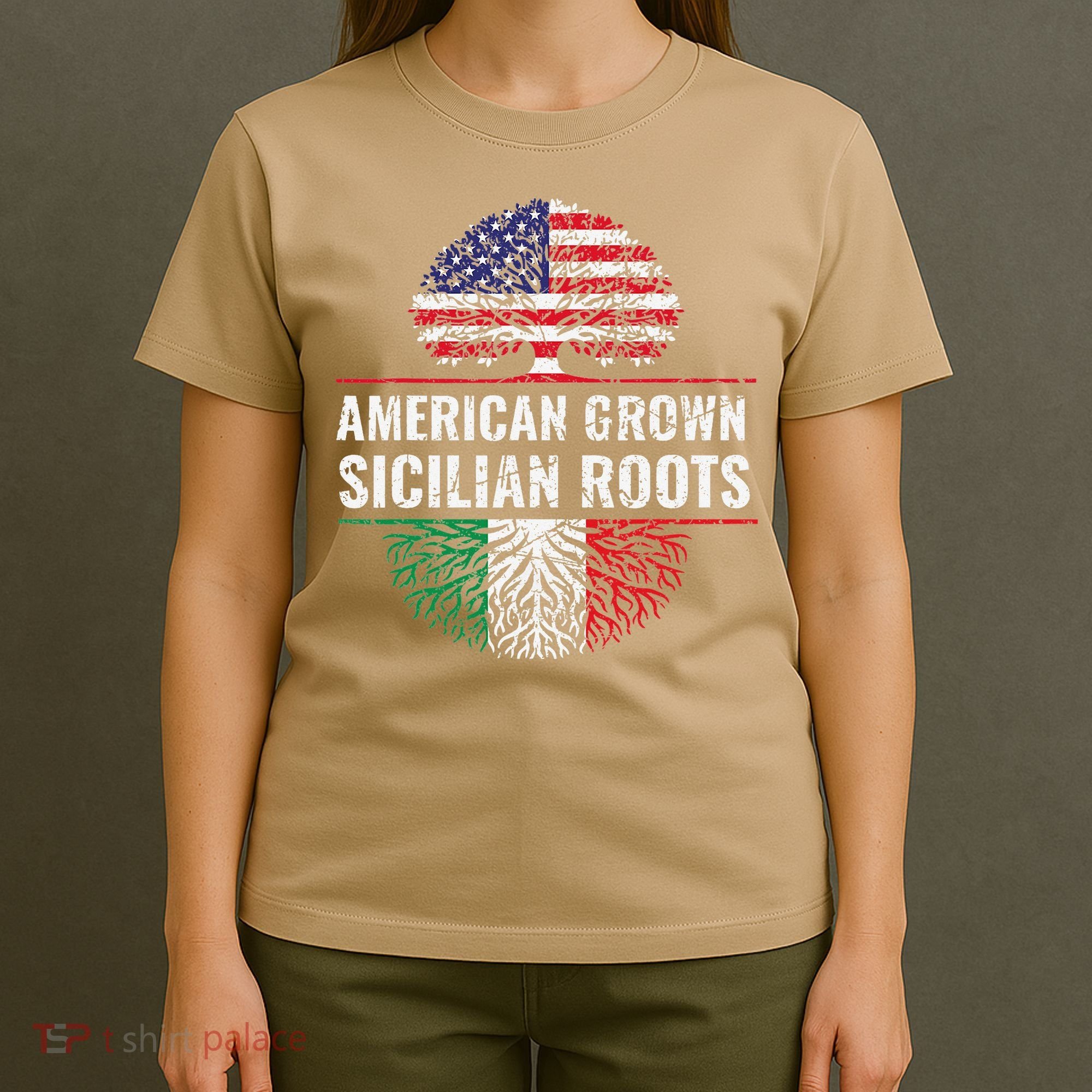 American Grown Sicilian Roots Gift T-Shirt
