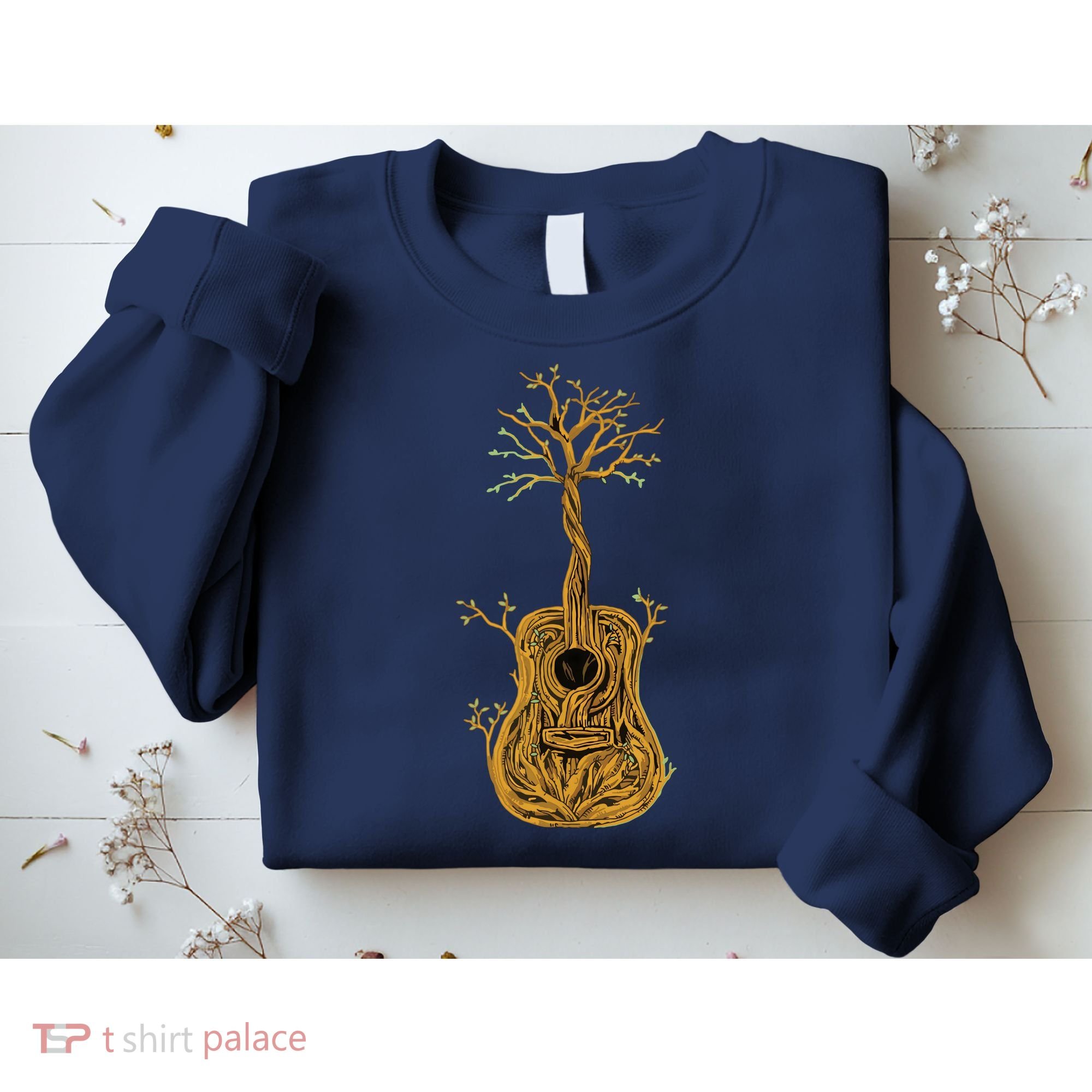 Acoustic Guitar Tree Of Life Guitar Player Nature Guitarist Sweatshirt