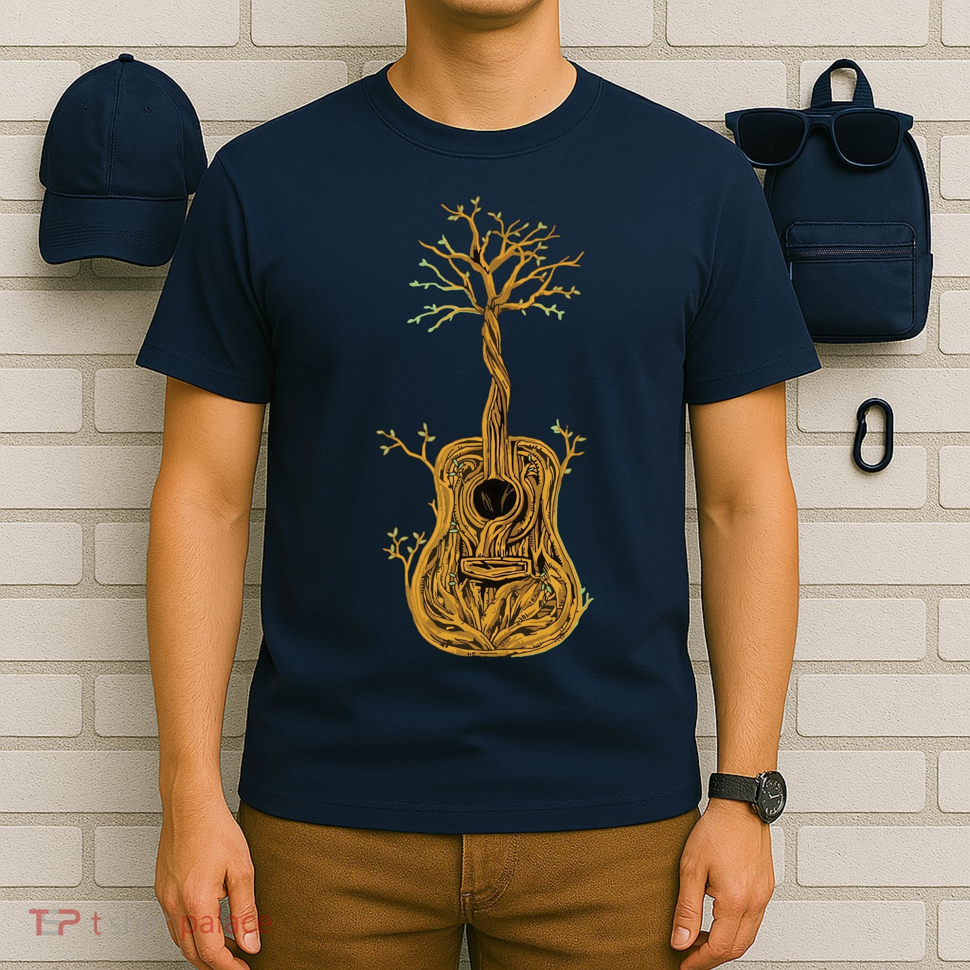 Acoustic Guitar Tree Of Life Guitar Player Nature Guitarist T-Shirt