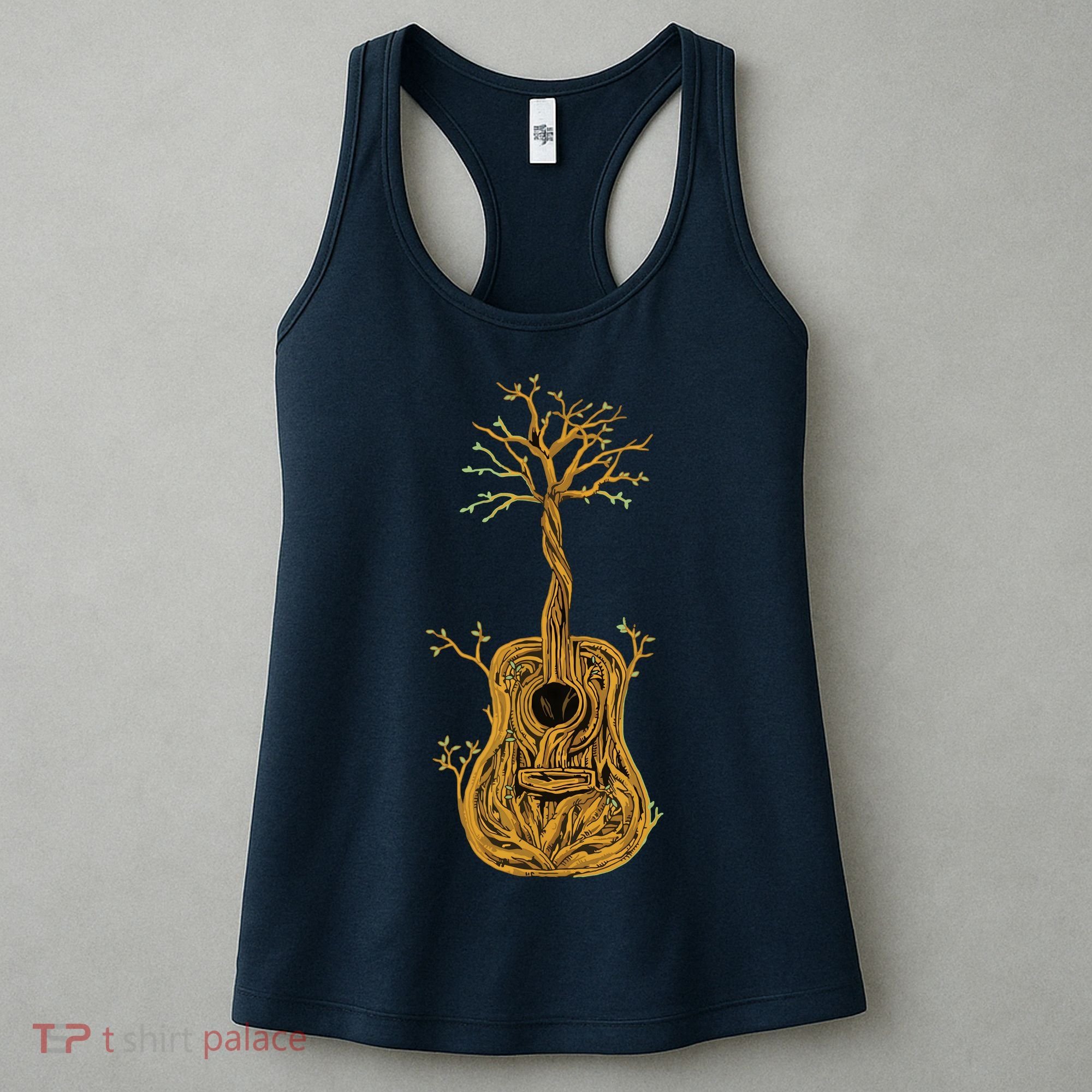 Acoustic Guitar Tree Of Life Guitar Player Nature Guitarist Women's Tank Top