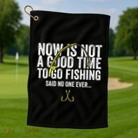 A Good Time For Fishing Walleye Hunter Golf Towel thumb 1