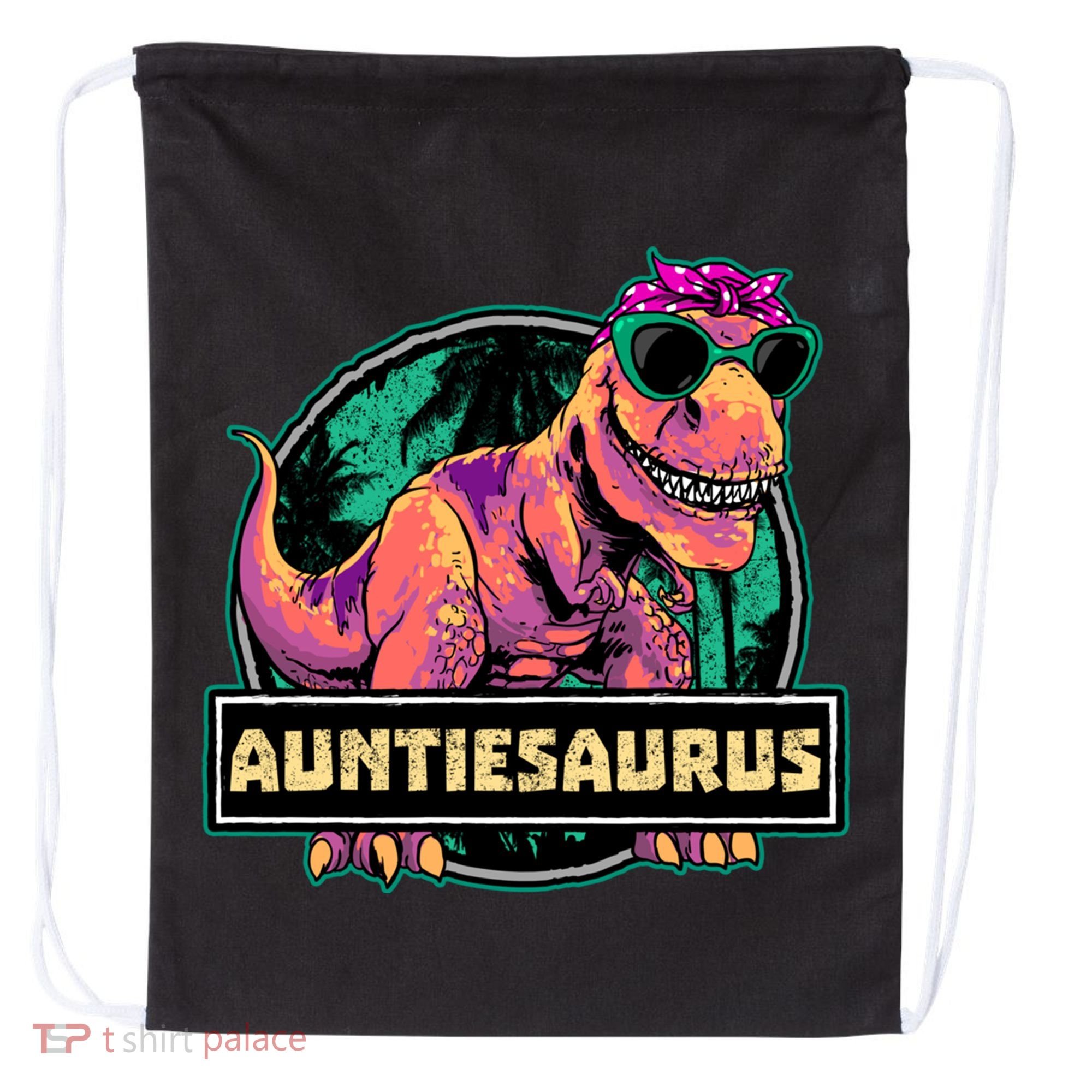 Auntiesaurus Gift T Rex Auntie Saurus Dinosaur Aunt Great Gift Drawstring Bag
