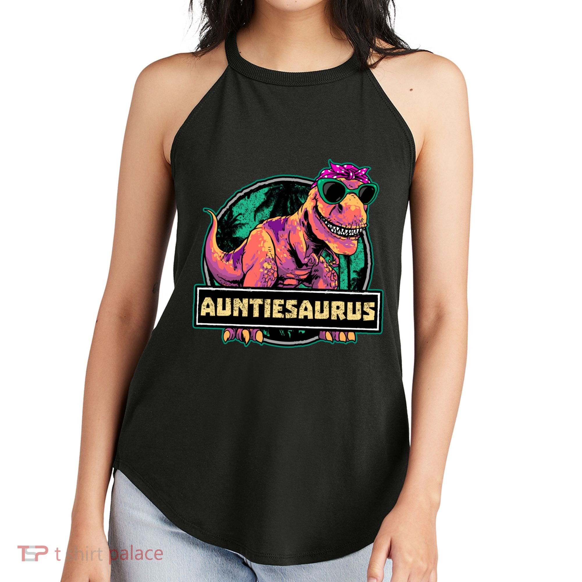Auntiesaurus Gift T Rex Auntie Saurus Dinosaur Aunt Great Gift Women's Perfect Tri Rocker Tank
