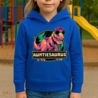 Auntiesaurus Gift T Rex Auntie Saurus Dinosaur Aunt Great Gift Kids Hoodie thumb 3