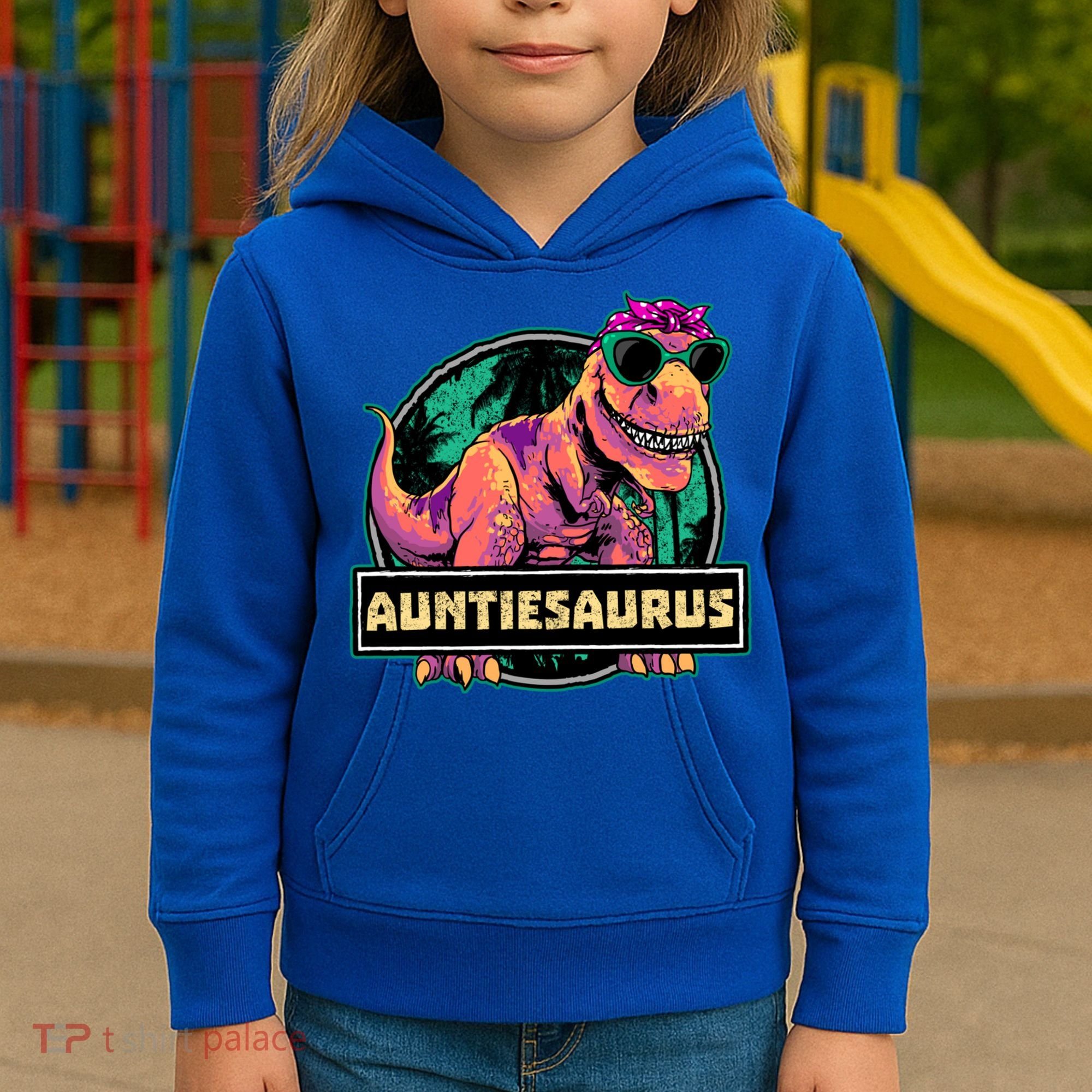 Auntiesaurus Gift T Rex Auntie Saurus Dinosaur Aunt Great Gift Kids Hoodie
