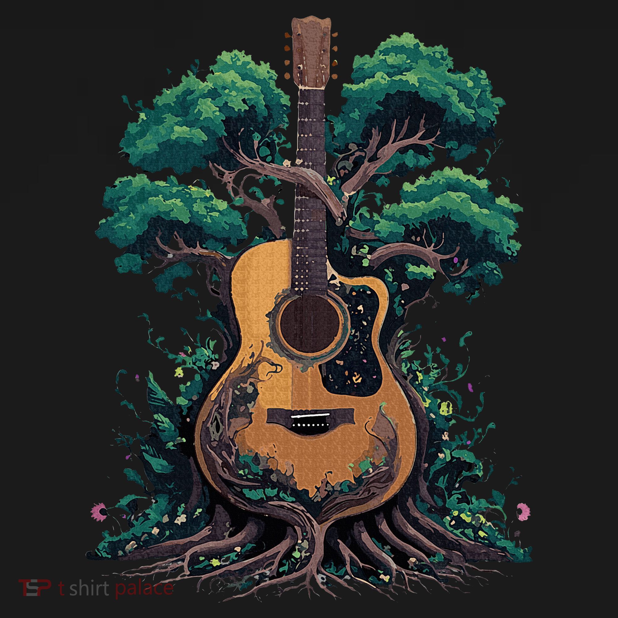 Acoustic Guitar Tree Musician Guitarist Women's Hoodie
