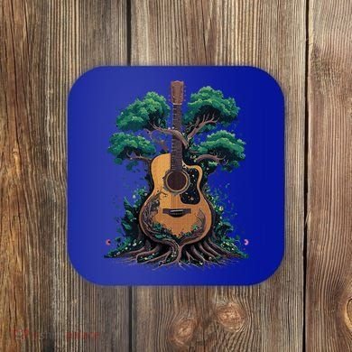 Acoustic Guitar Tree Musician Guitarist Coaster