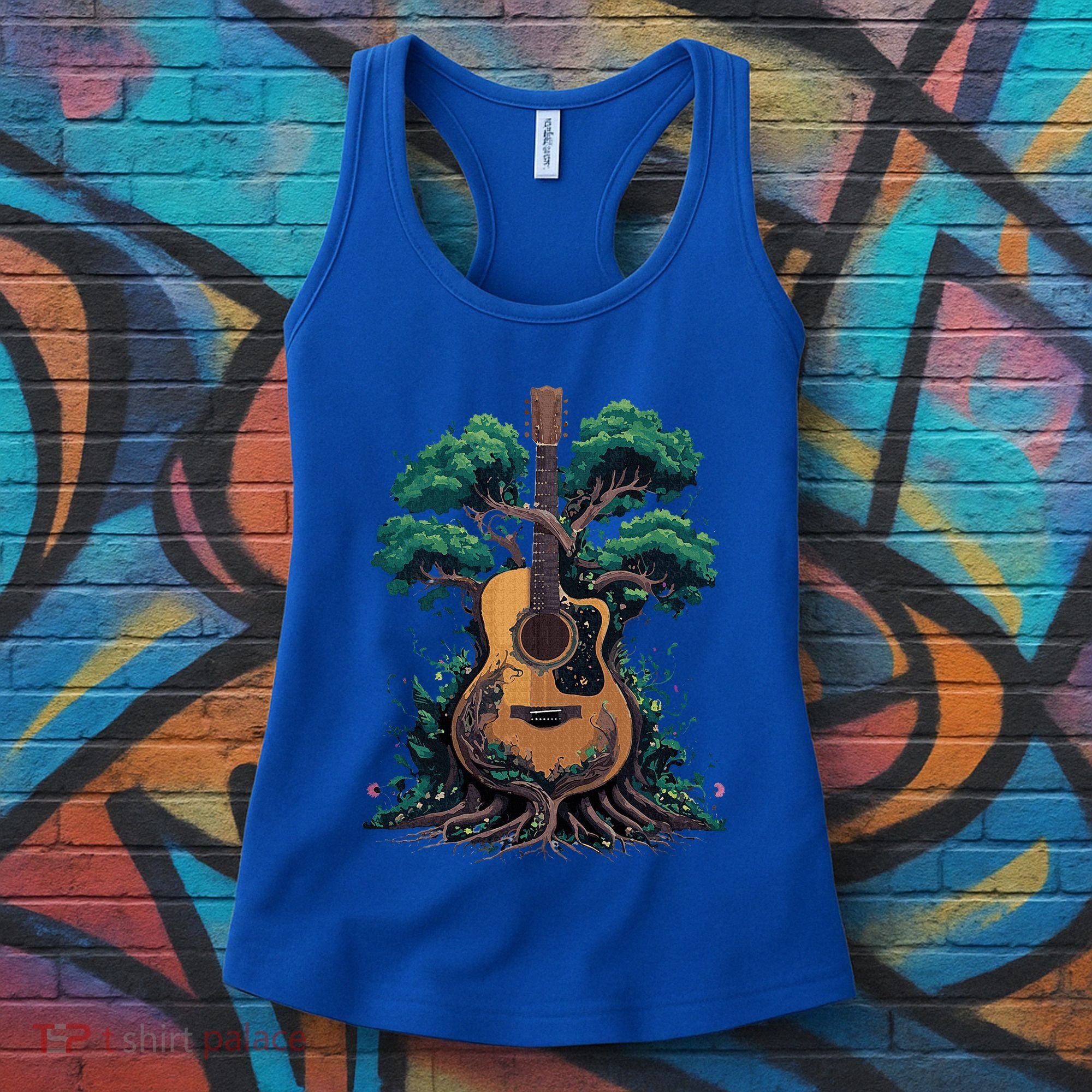 Acoustic Guitar Tree Musician Guitarist Women's Tank Top