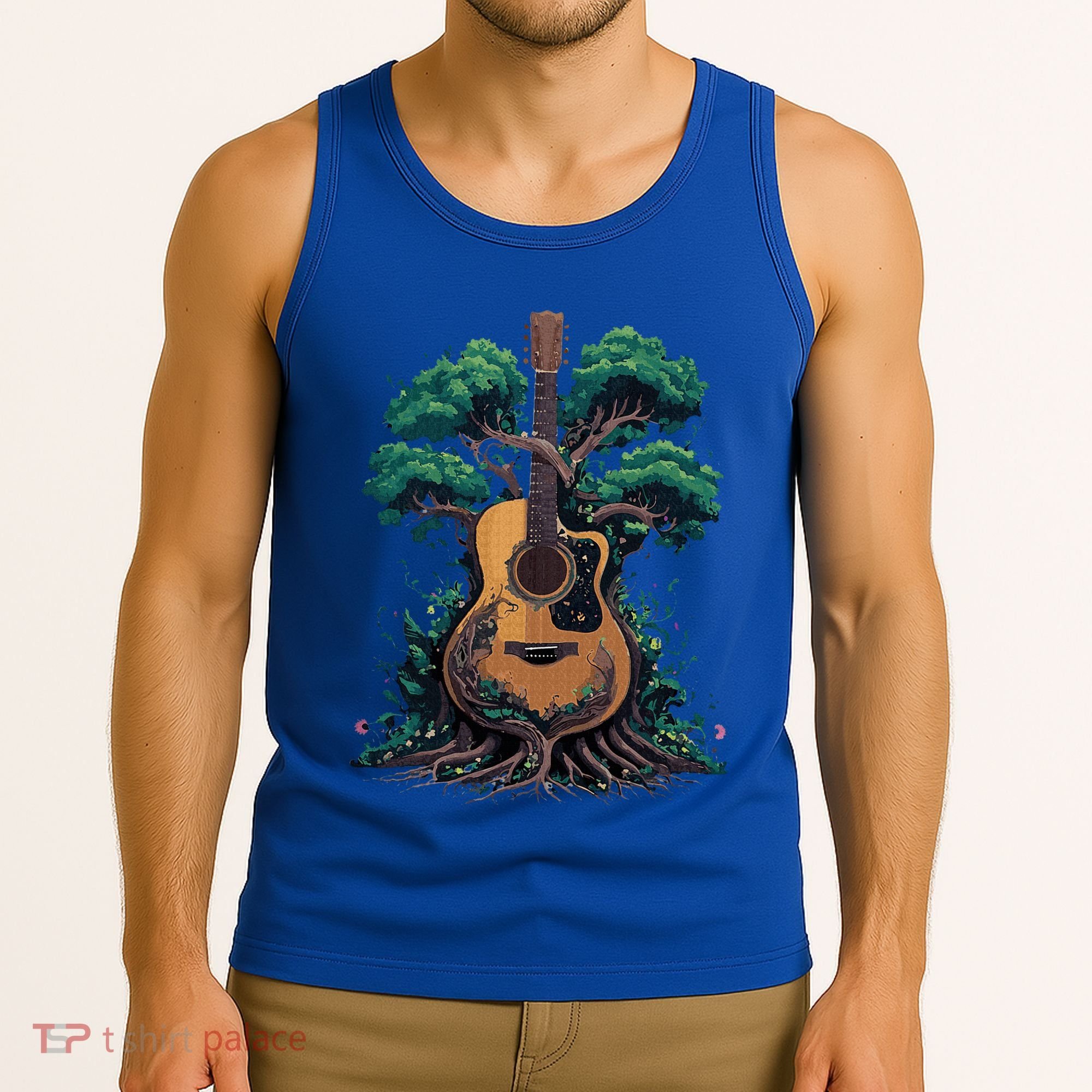 Acoustic Guitar Tree Musician Guitarist Tank Top