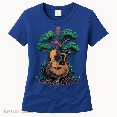 Acoustic Guitar Tree Musician Guitarist Women's T-Shirt
