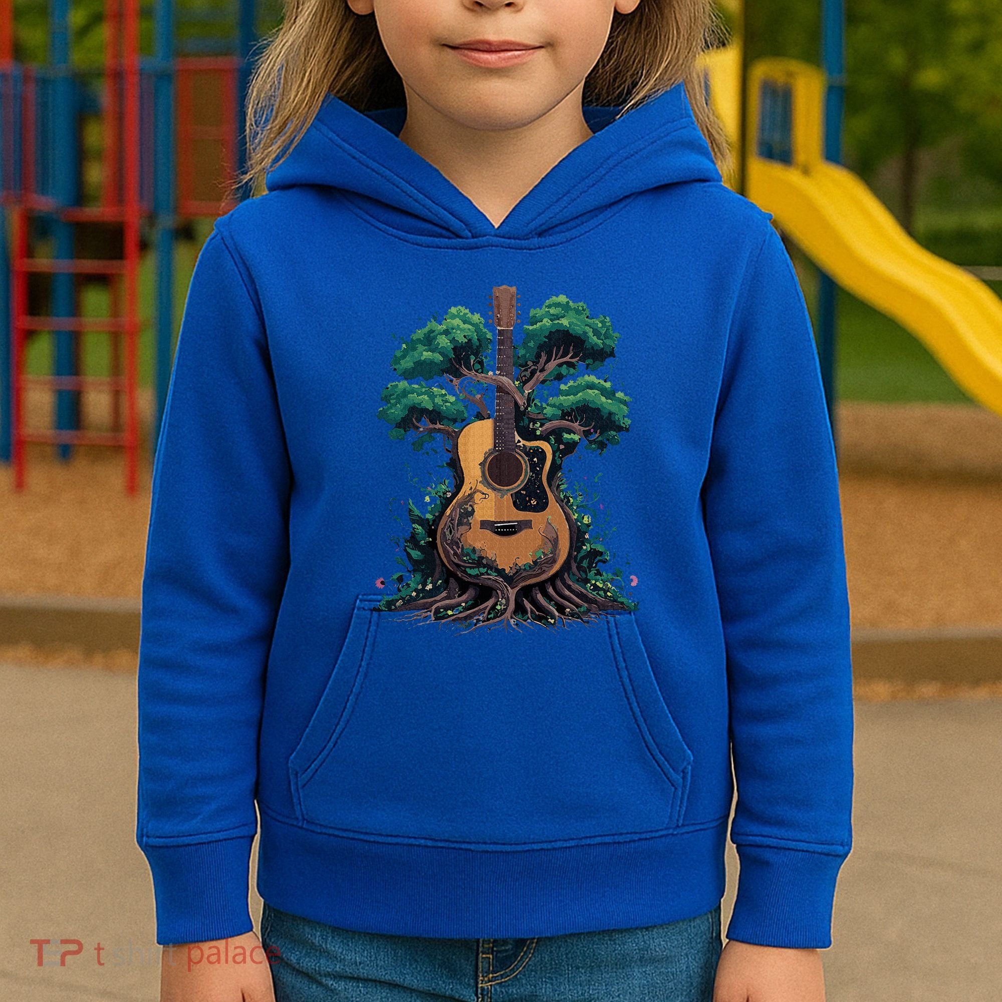 Acoustic Guitar Tree Musician Guitarist Kids Hoodie