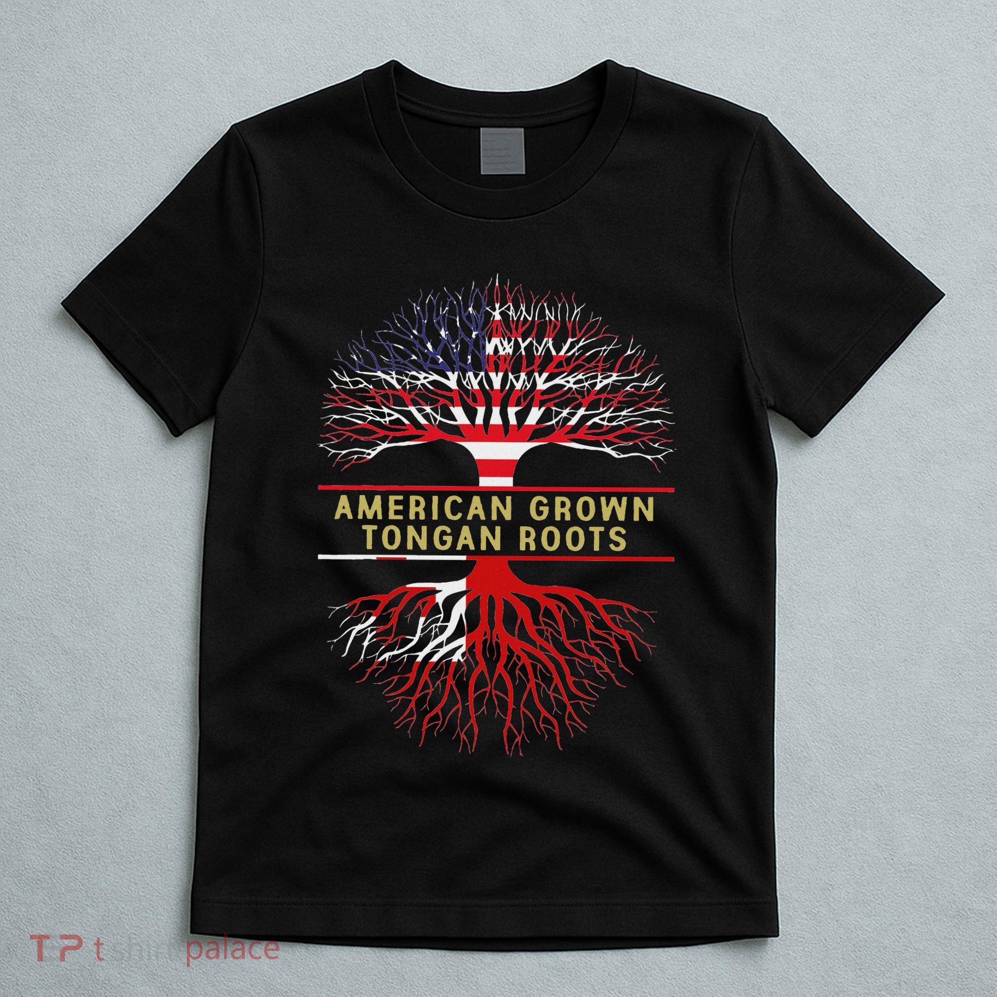 American Grown Tongan Roots America Tonga Tree Flag T-Shirt