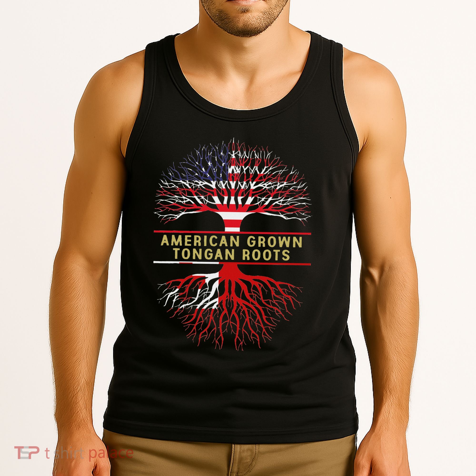 American Grown Tongan Roots America Tonga Tree Flag Tank Top