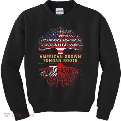 American Grown Tongan Roots America Tonga Tree Flag Kids Sweatshirt