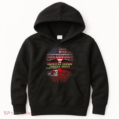American Grown Tongan Roots America Tonga Tree Flag Kids Hoodie