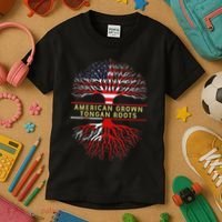 American Grown Tongan Roots America Tonga Tree Flag Kids T-Shirt thumb 3