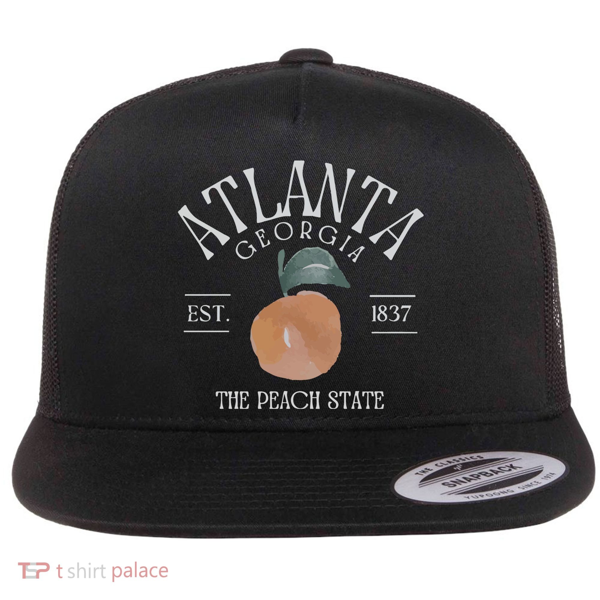 Atlanta Georgia The Peach State Flat Bill Trucker Hat