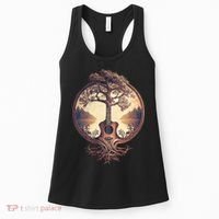 Acoustic Guitar Tree By The Lake Guitarist Nature Women's Tank Top thumb 0