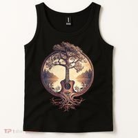 Acoustic Guitar Tree By The Lake Guitarist Nature Tank Top thumb 2