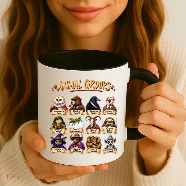 Animal Groups Unveiled Educational Wildlife Coffee Mug