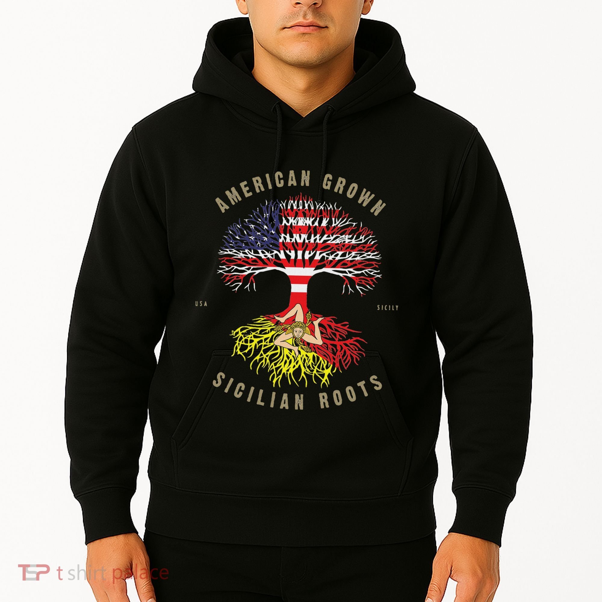 American Grown With Sicilian Roots Sicily Malta Hoodie